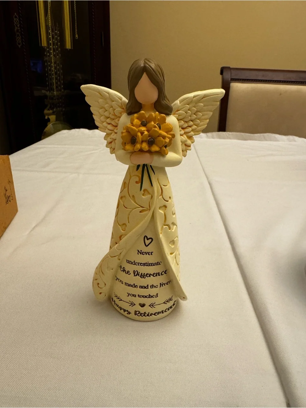 Angel Figurine Retirement Keepsake - Cream & Gold